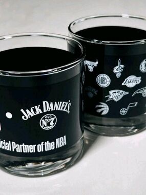 Jack Daniels Black NBA Logo Rocks Glass - Set of 2
